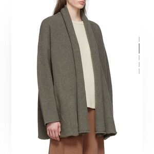 Lauren Manoogian Olive Open-Front Shawl Collar Cardigan